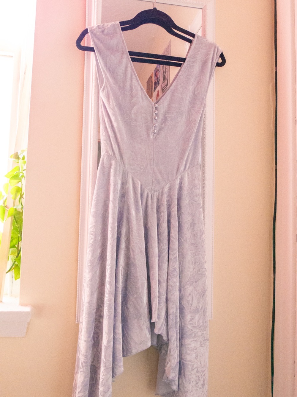 Women’s Light bleu Velvet V-Neck Dress